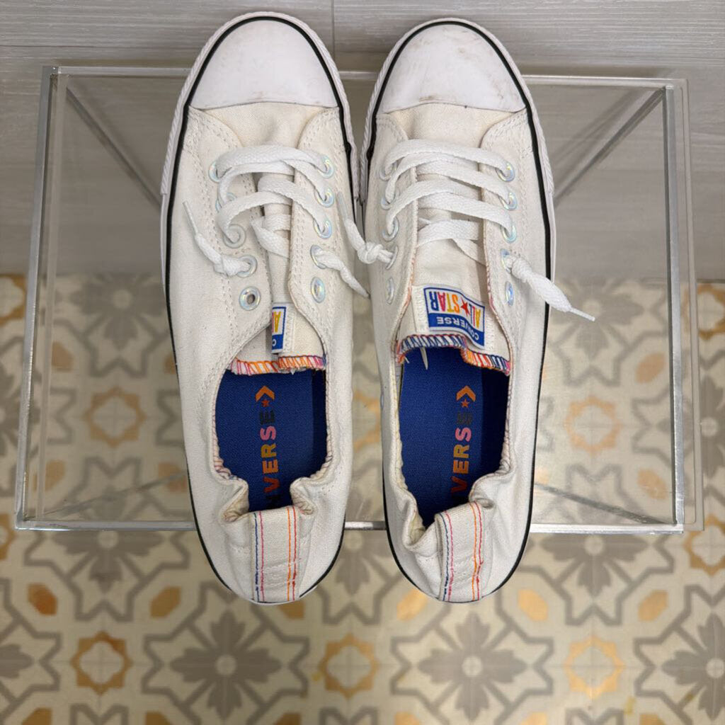 Converse All Star White/ Multi Stitch Shoreline Slip On Sneakers 11