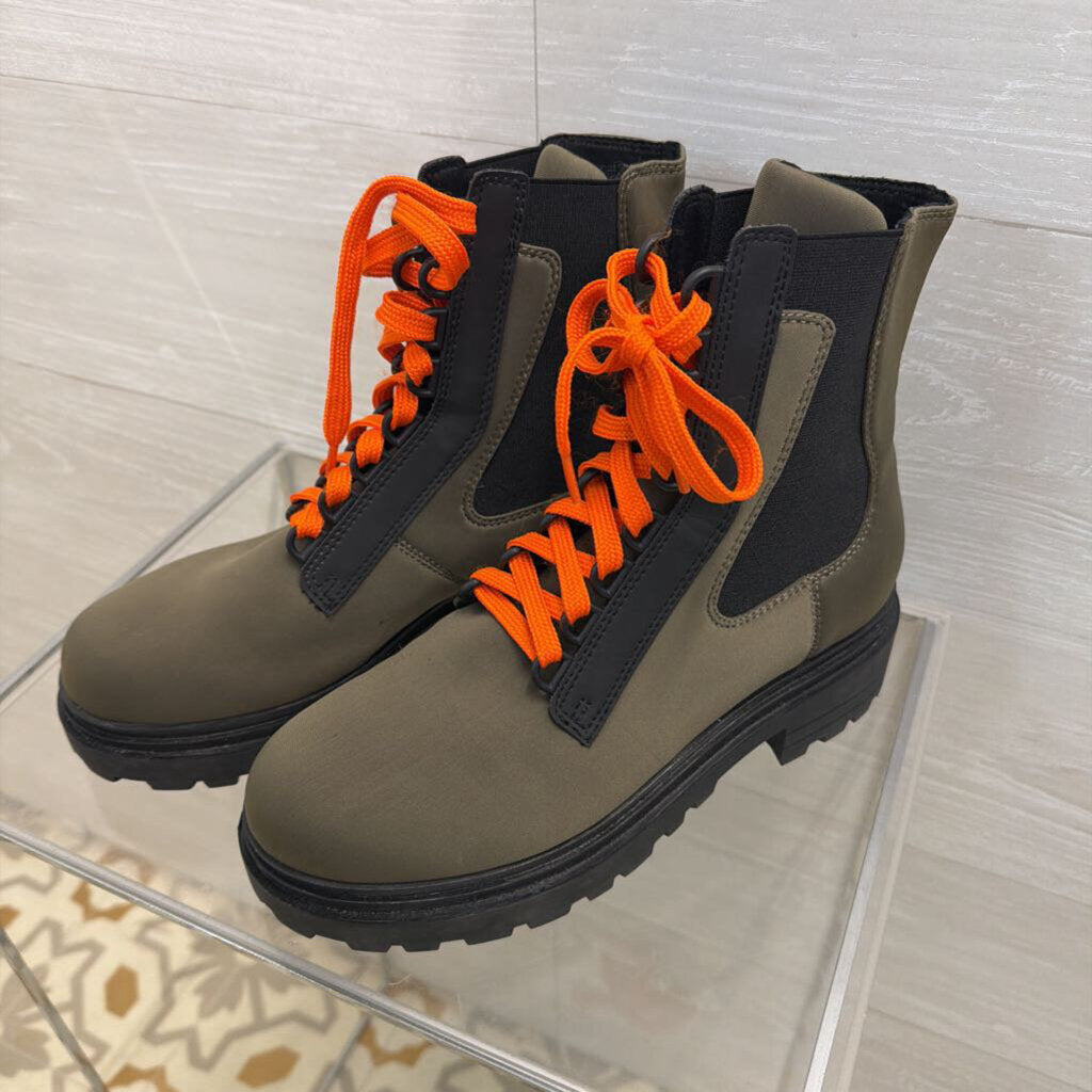 OTBT Green/ Orange Laces Commander Combat Hiking Boots 7