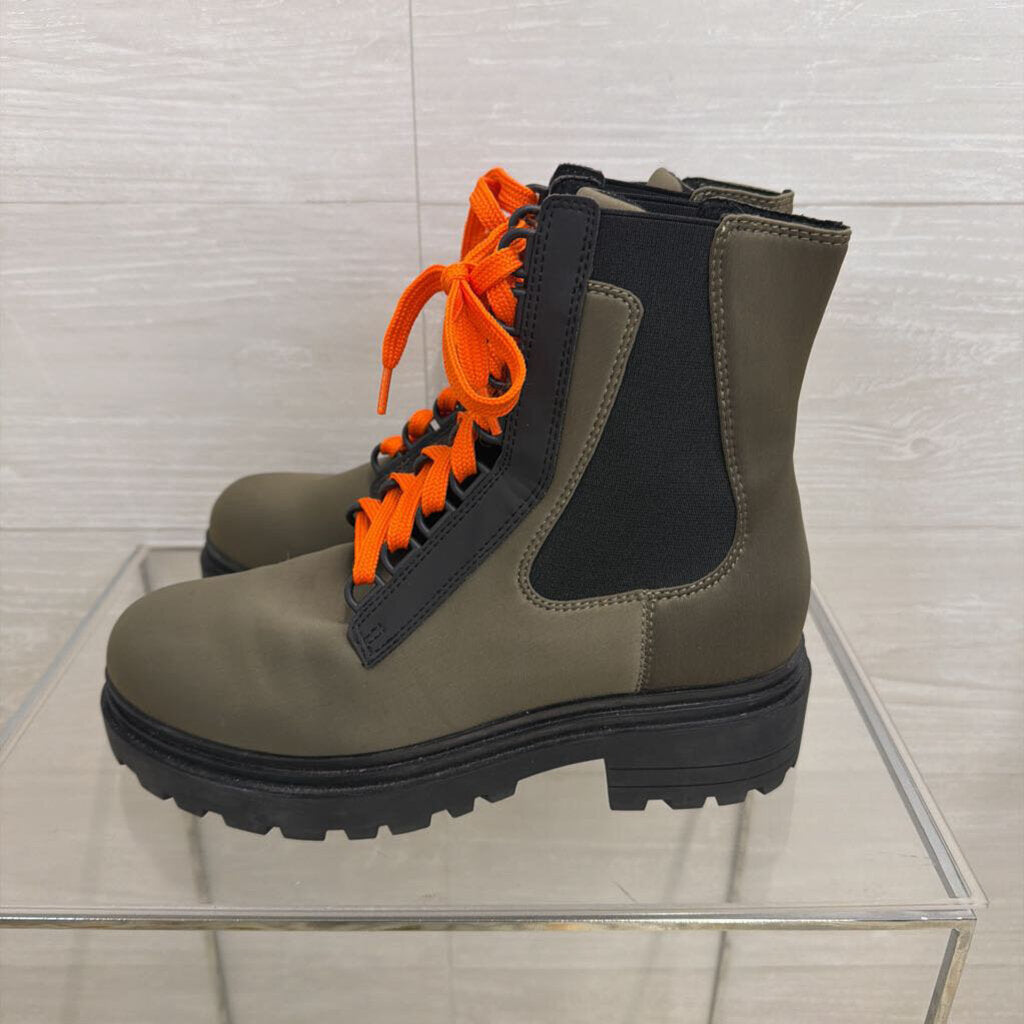 OTBT Green/ Orange Laces Commander Combat Hiking Boots 7