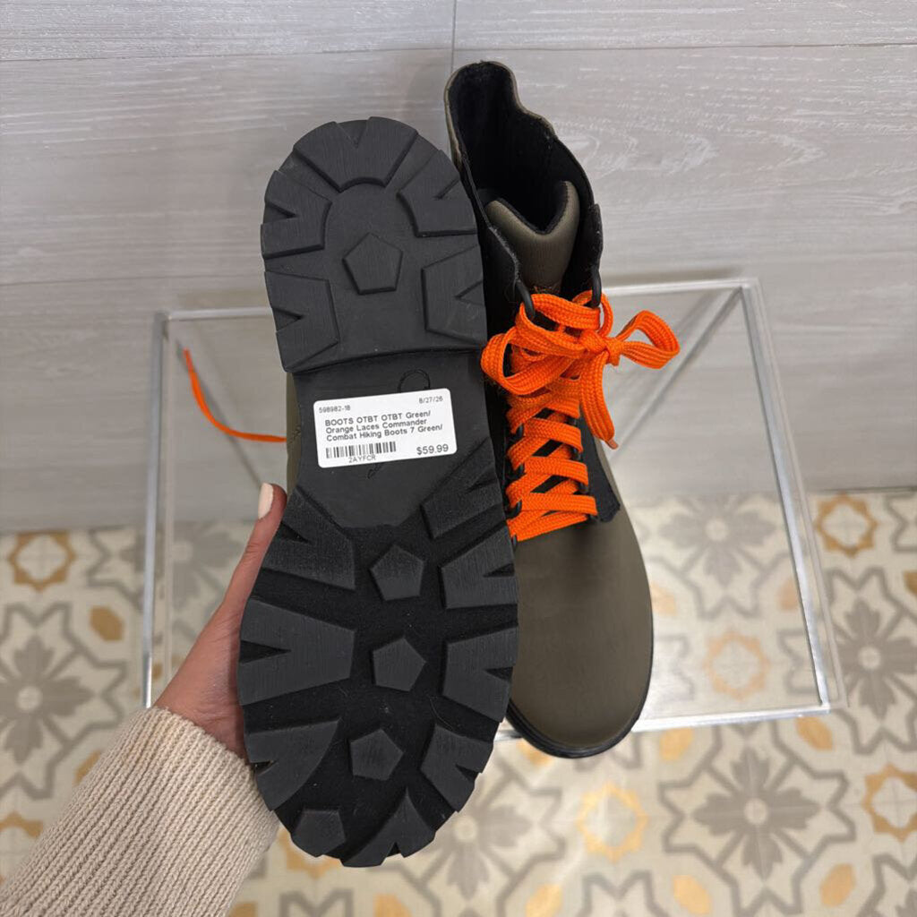 OTBT Green/ Orange Laces Commander Combat Hiking Boots 7
