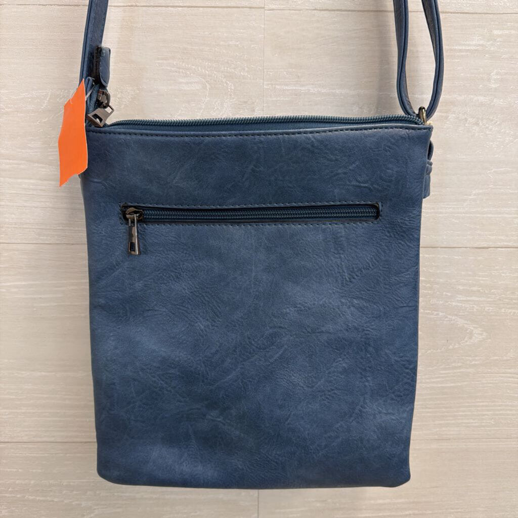 Liz Soto Blue Embossed Print Crossbody Purse