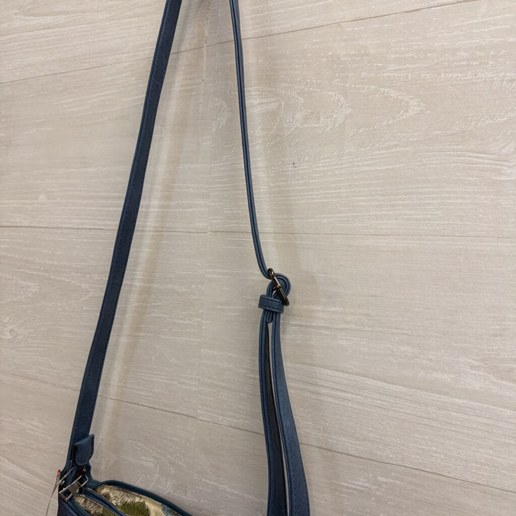 Liz Soto Blue Embossed Print Crossbody Purse