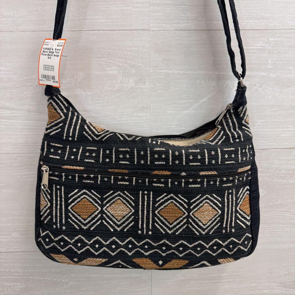Black/ Beige Print Purse
