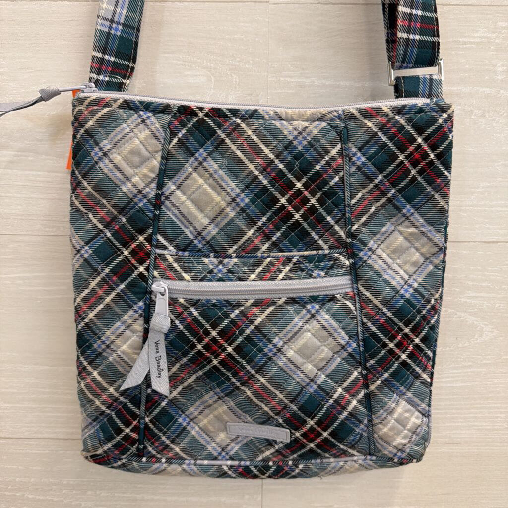 Vera Bradley Blue/ Multi Plaid Quilted Crossbody Purse