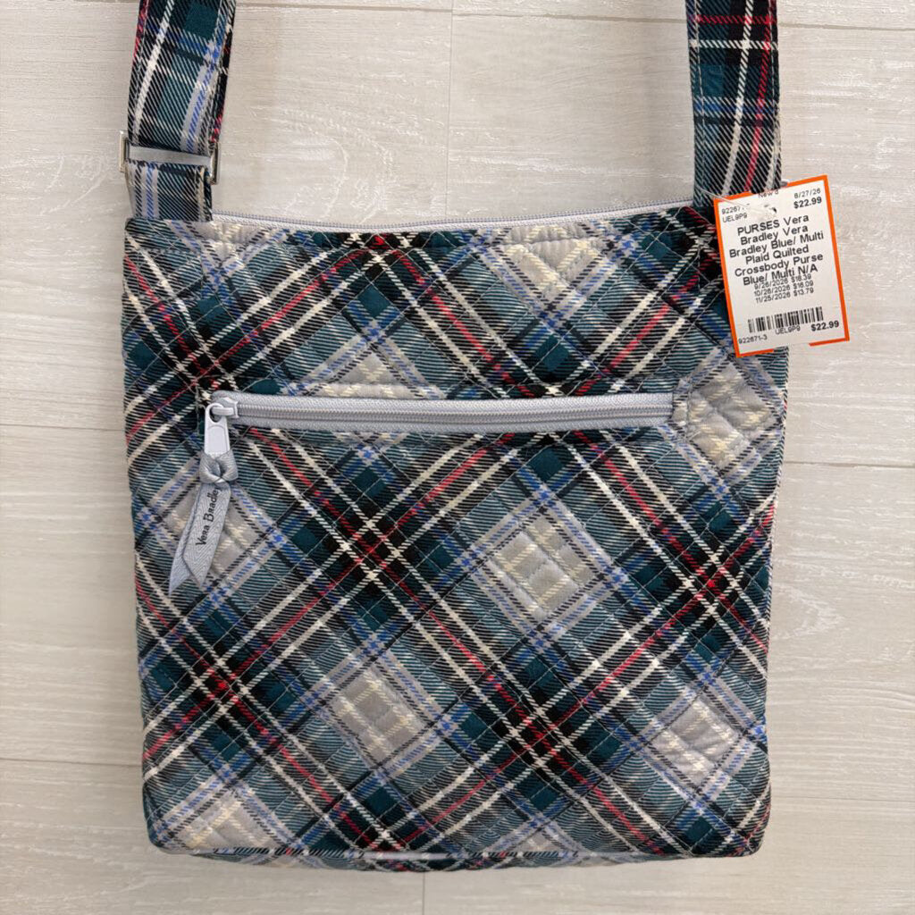 Vera Bradley Blue/ Multi Plaid Quilted Crossbody Purse