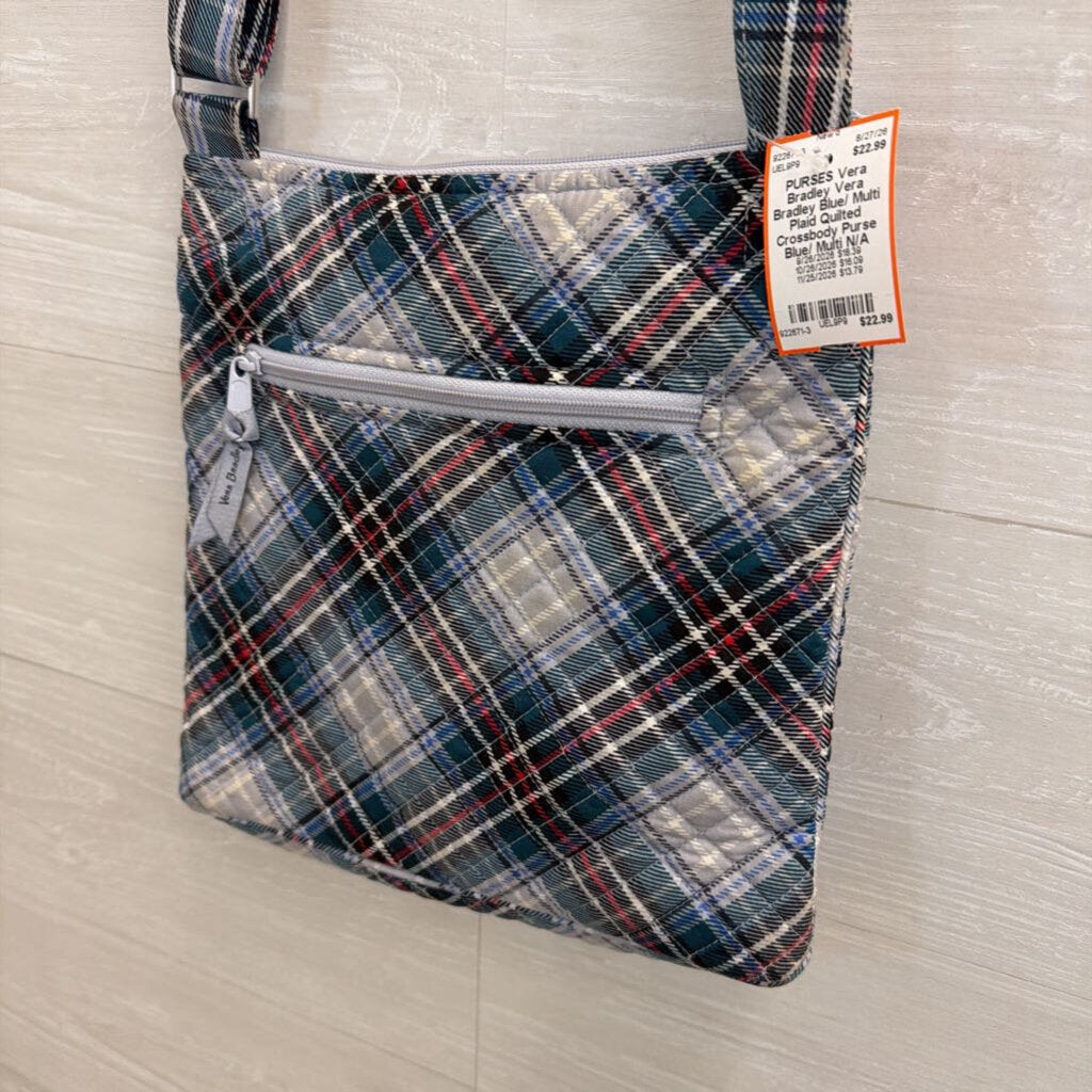 Vera Bradley Blue/ Multi Plaid Quilted Crossbody Purse