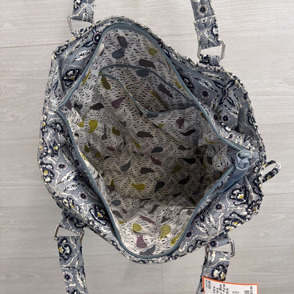 Vera Bradley Grey/ Blue Print Shoulder Purse