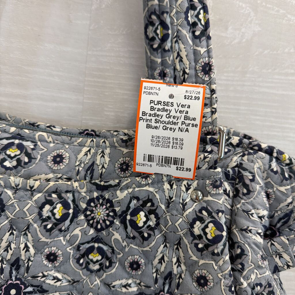 Vera Bradley Grey/ Blue Print Shoulder Purse