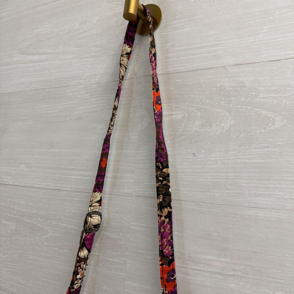Vera Bradley Brown/ Purple Print Quilted Small Crossbody Purse