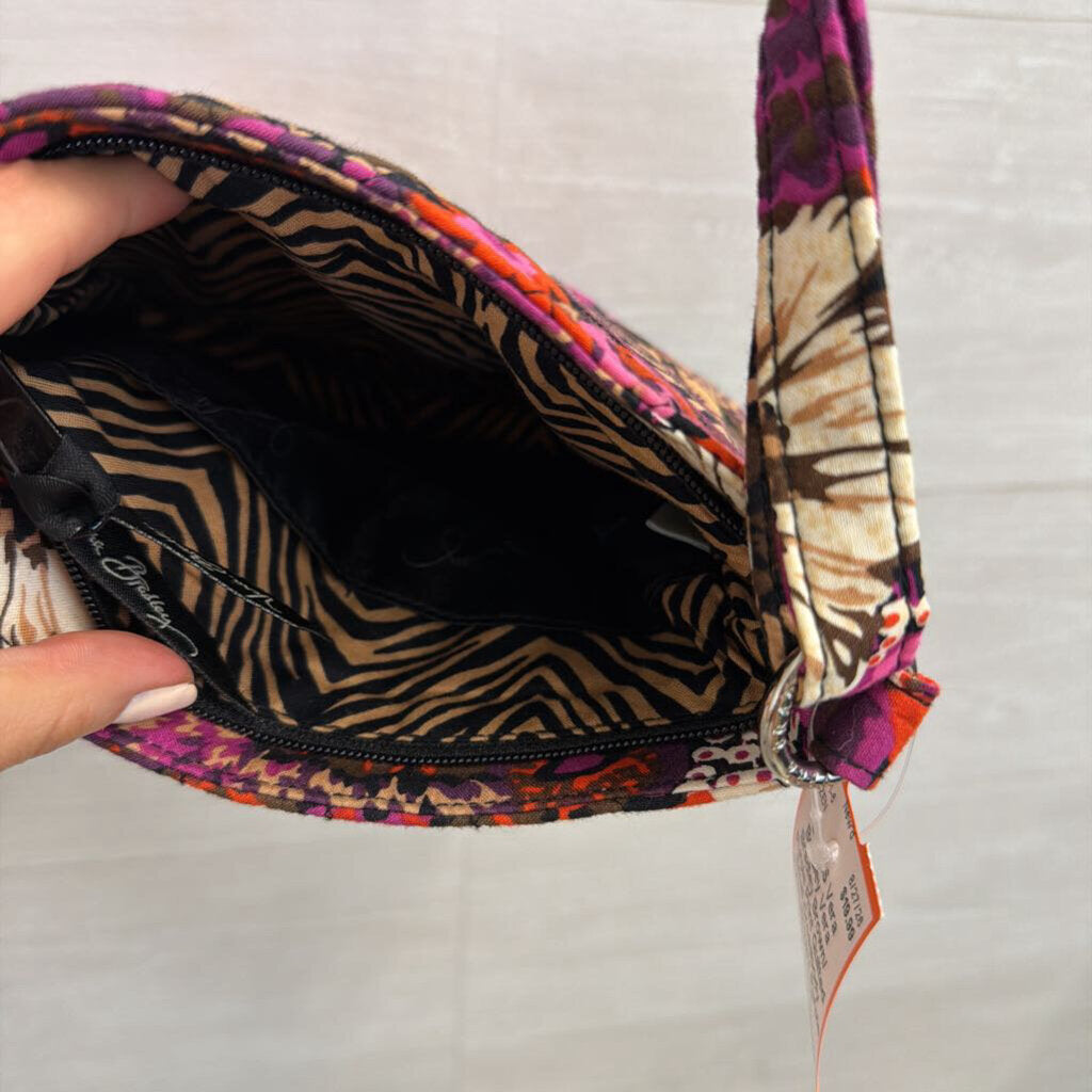 Vera Bradley Brown/ Purple Print Quilted Small Crossbody Purse