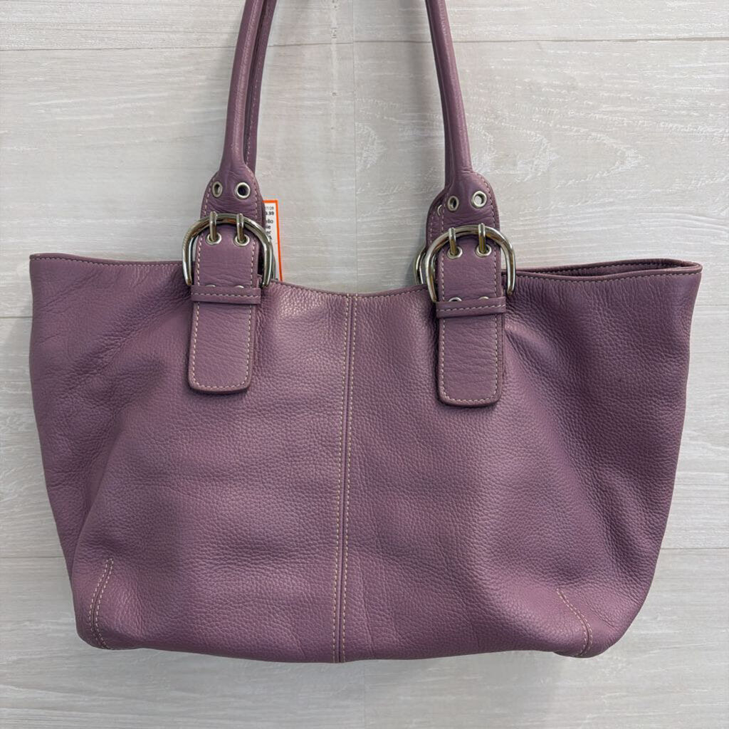 Tignanello Purple Leather Shoulder Purse