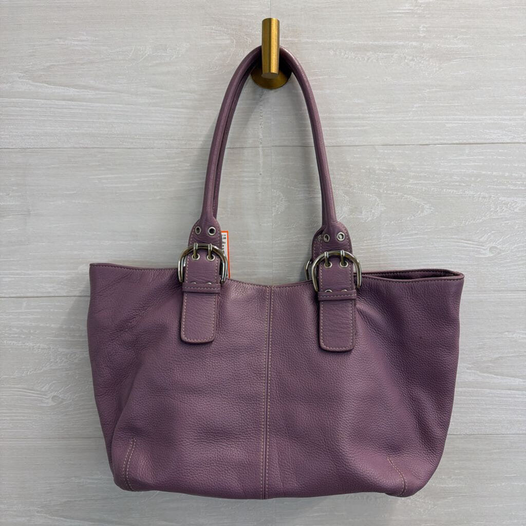 Tignanello Purple Leather Shoulder Purse
