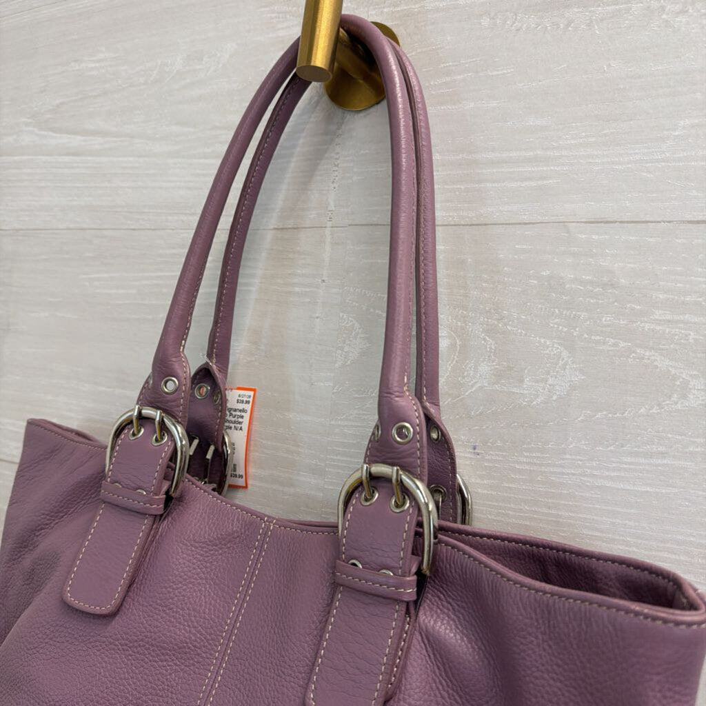 Tignanello Purple Leather Shoulder Purse