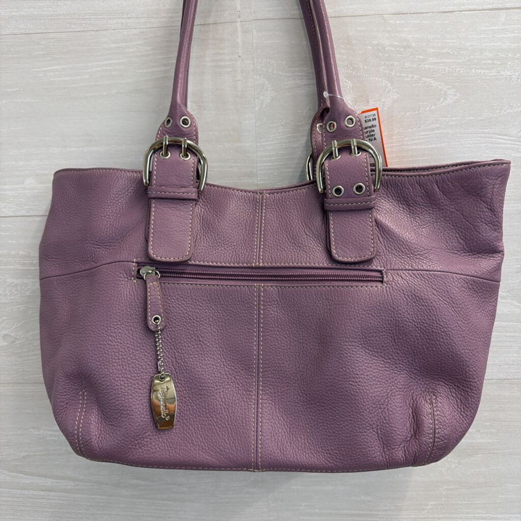Tignanello Purple Leather Shoulder Purse