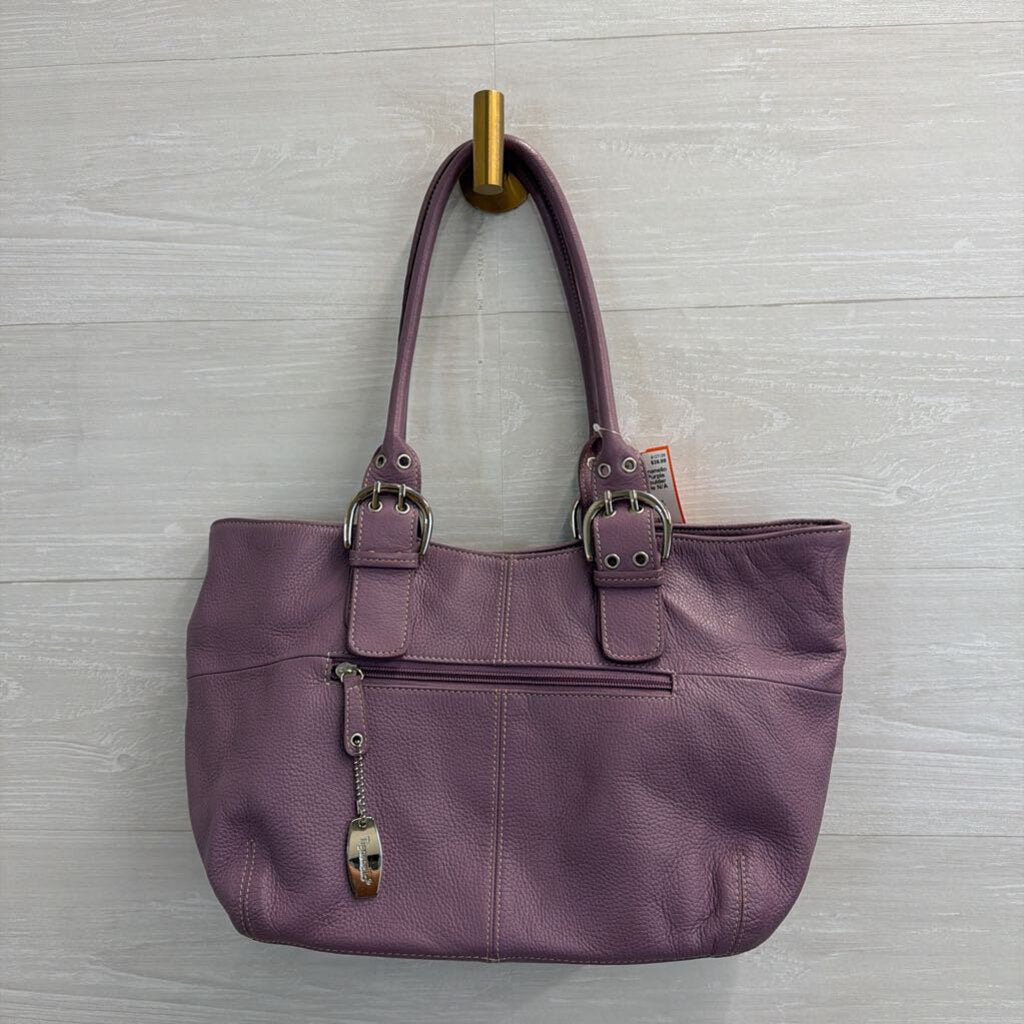 Tignanello Purple Leather Shoulder Purse