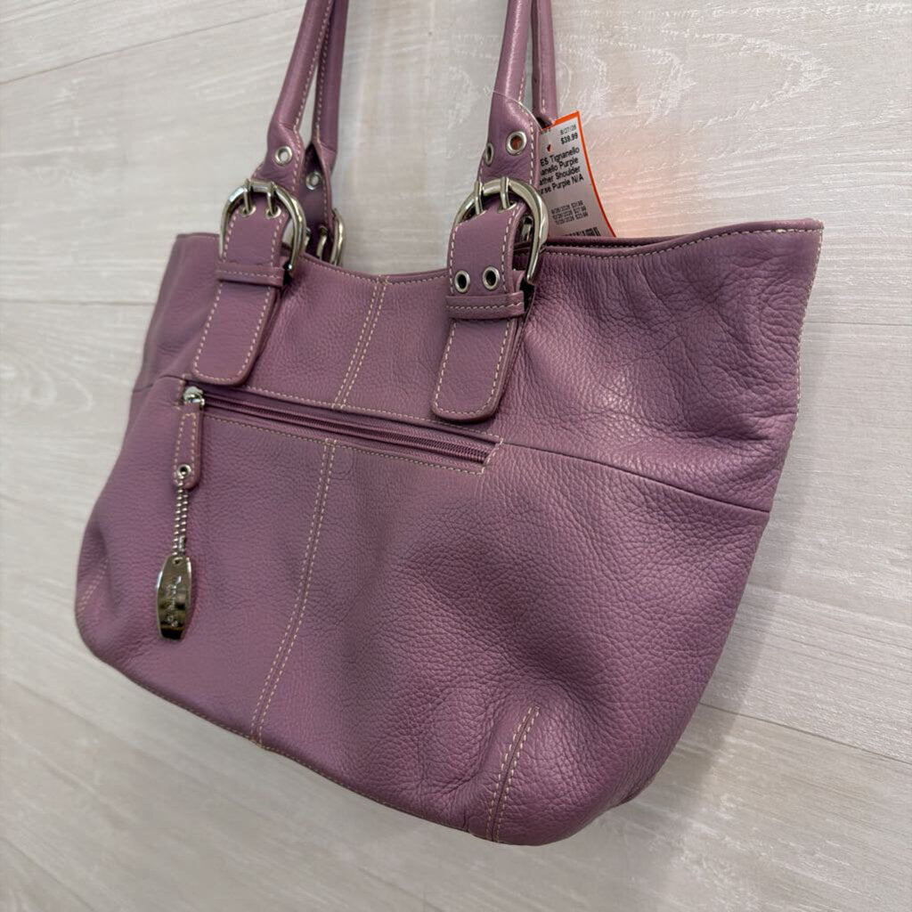 Tignanello Purple Leather Shoulder Purse