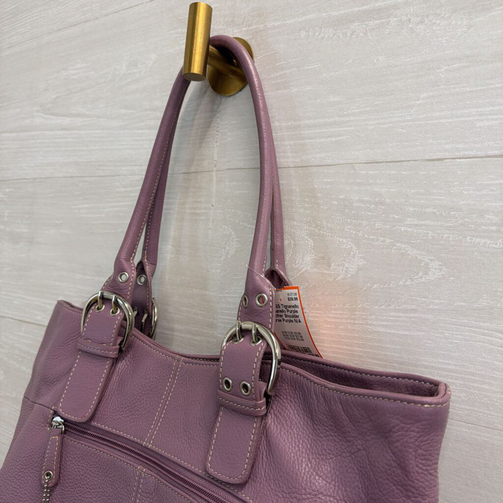 Tignanello Purple Leather Shoulder Purse