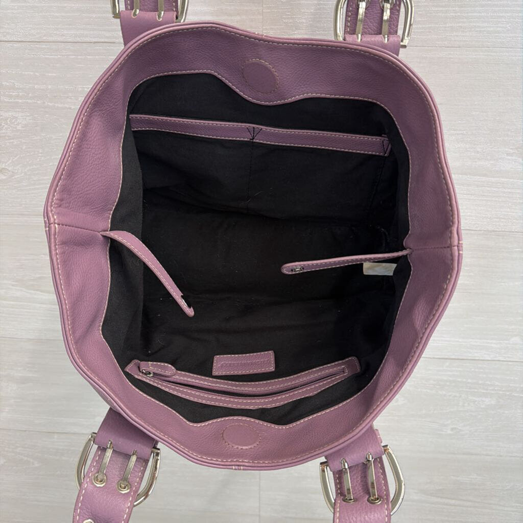 Tignanello Purple Leather Shoulder Purse