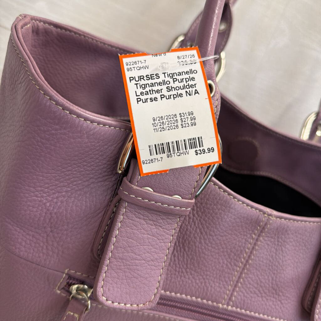 Tignanello Purple Leather Shoulder Purse