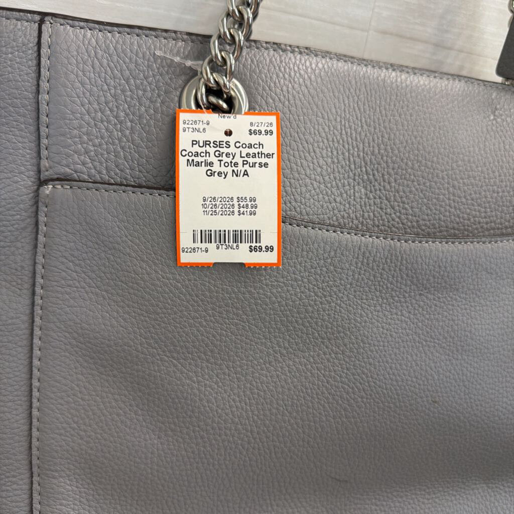 Coach Grey Leather Marlie Tote Purse