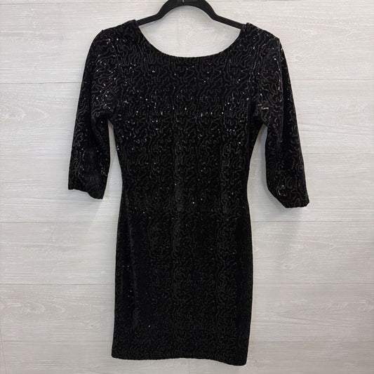 Verty Black Velvet Sequin Long Sleeve Dress Small