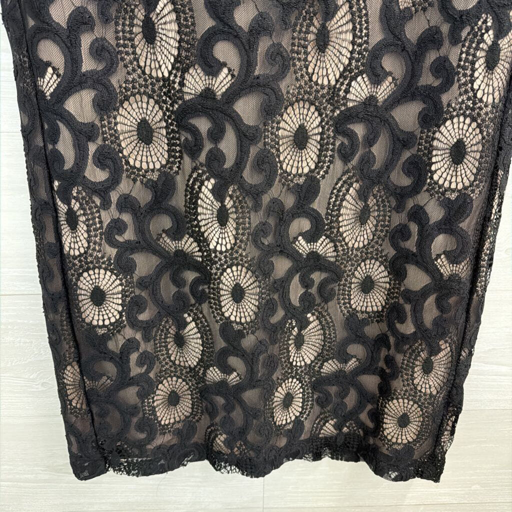 Loft Black/ Beige Layered Lace Shift Dress 6