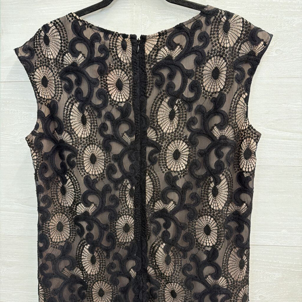 Loft Black/ Beige Layered Lace Shift Dress 6