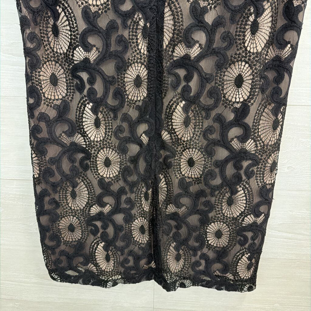 Loft Black/ Beige Layered Lace Shift Dress 6