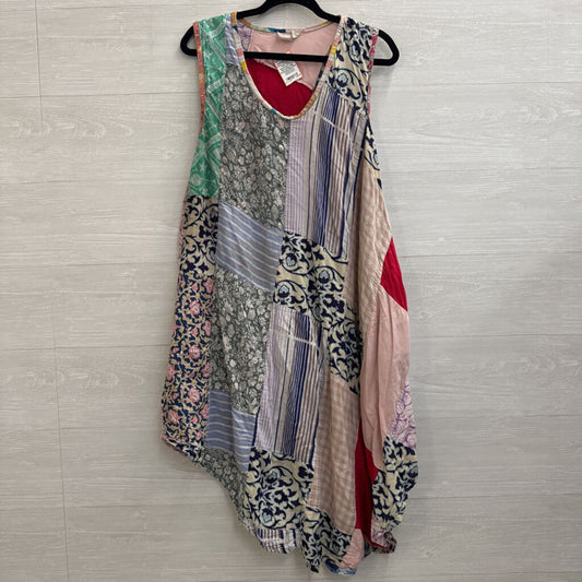 Ashley Taylor Pink/ Multi Patchwork Print Sleeveless Midi Dress 2X