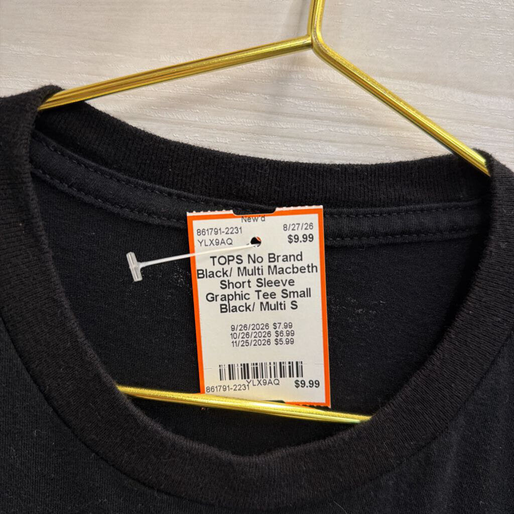 Black/ Multi Macbeth Short Sleeve Graphic Tee Small