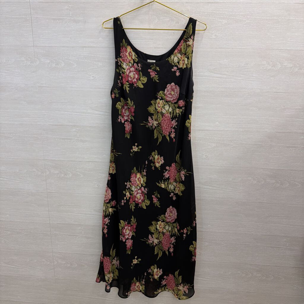 Premier Black/ Pink Floral Print Sleeveless Maxi Dress Extra Large