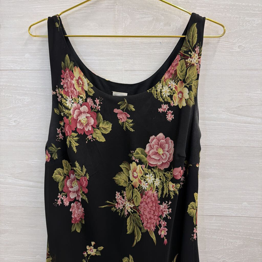 Premier Black/ Pink Floral Print Sleeveless Maxi Dress Extra Large