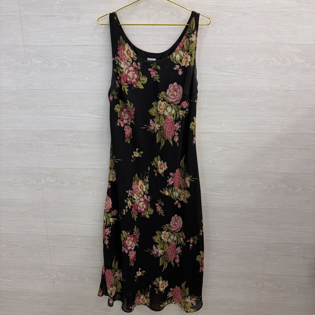 Premier Black/ Pink Floral Print Sleeveless Maxi Dress Extra Large