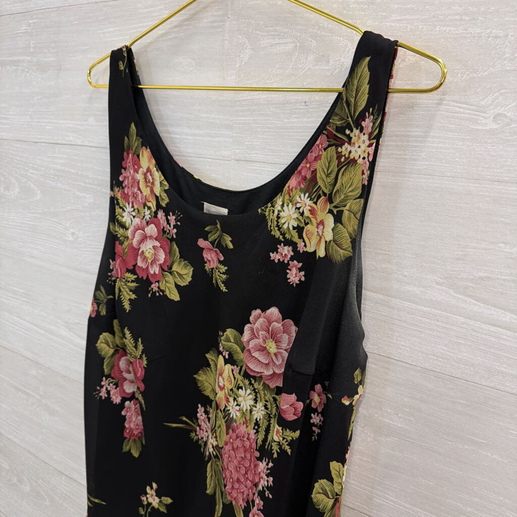 Premier Black/ Pink Floral Print Sleeveless Maxi Dress Extra Large