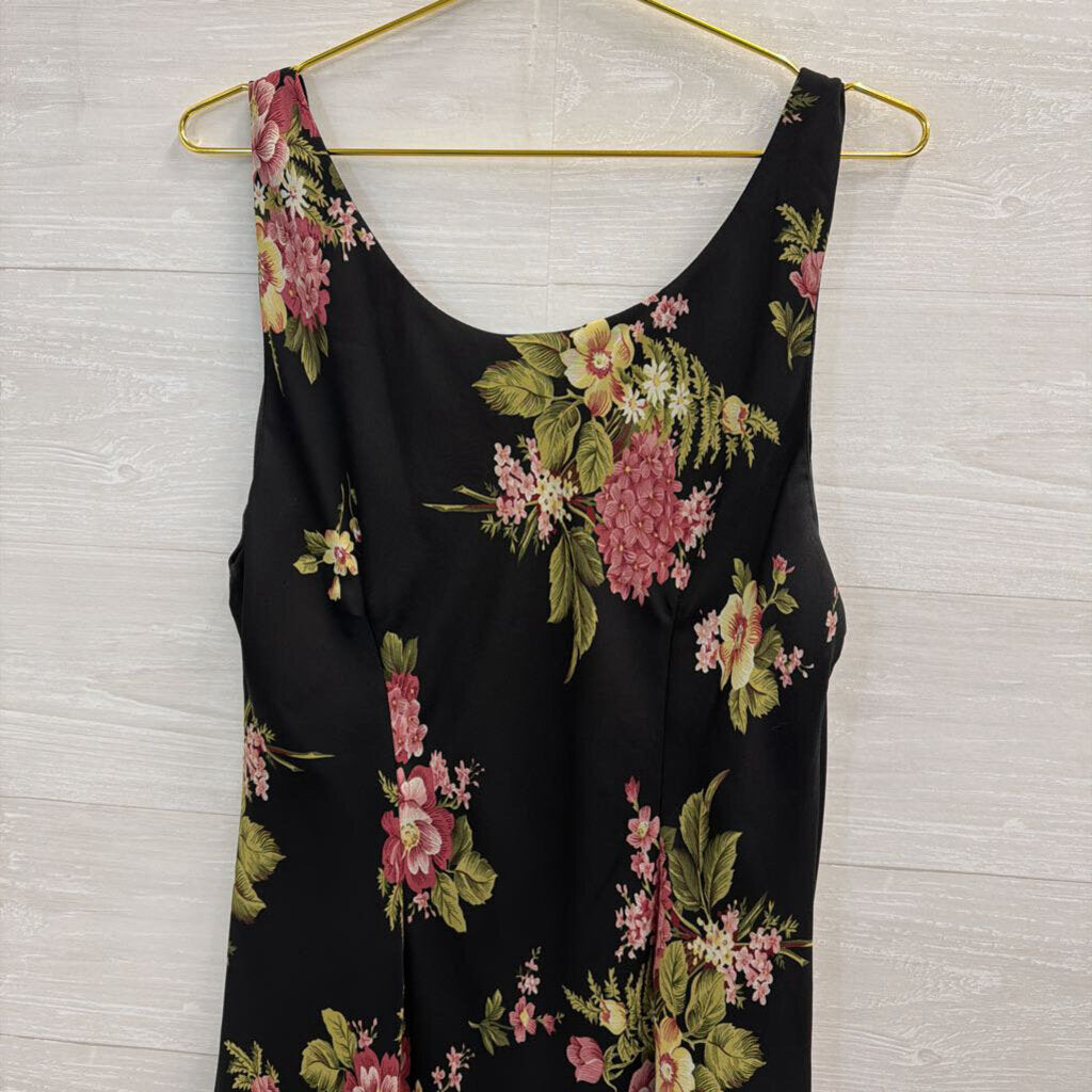 Premier Black/ Pink Floral Print Sleeveless Maxi Dress Extra Large