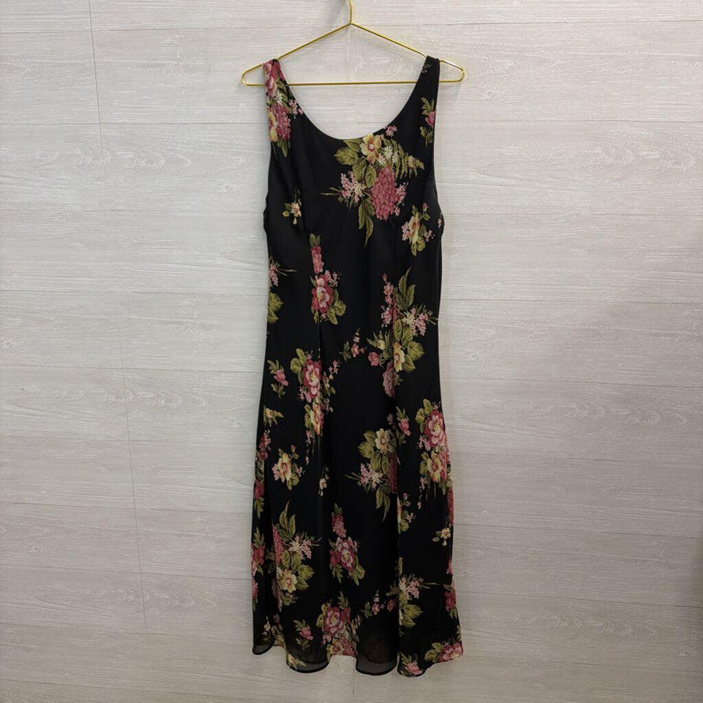 Premier Black/ Pink Floral Print Sleeveless Maxi Dress Extra Large