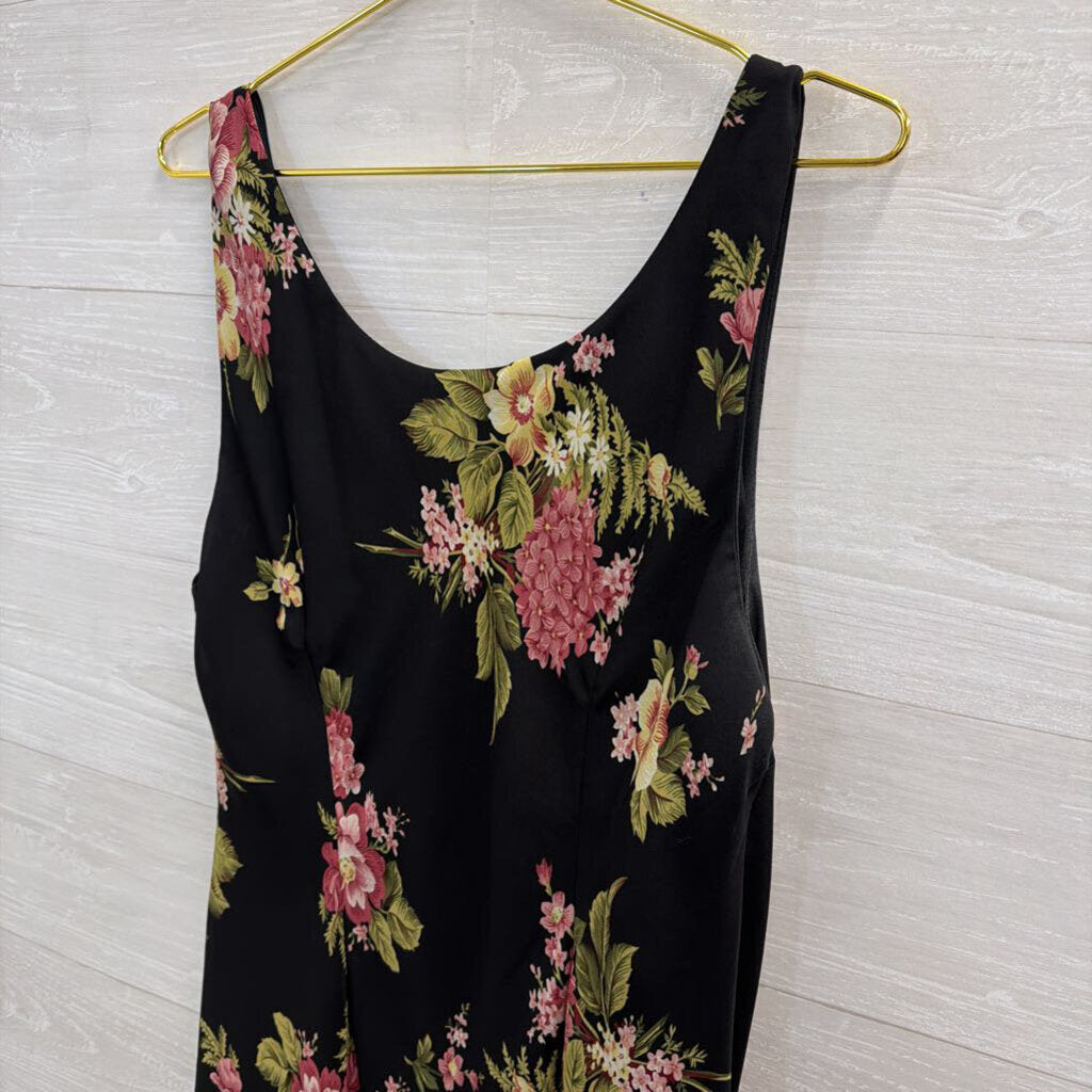 Premier Black/ Pink Floral Print Sleeveless Maxi Dress Extra Large