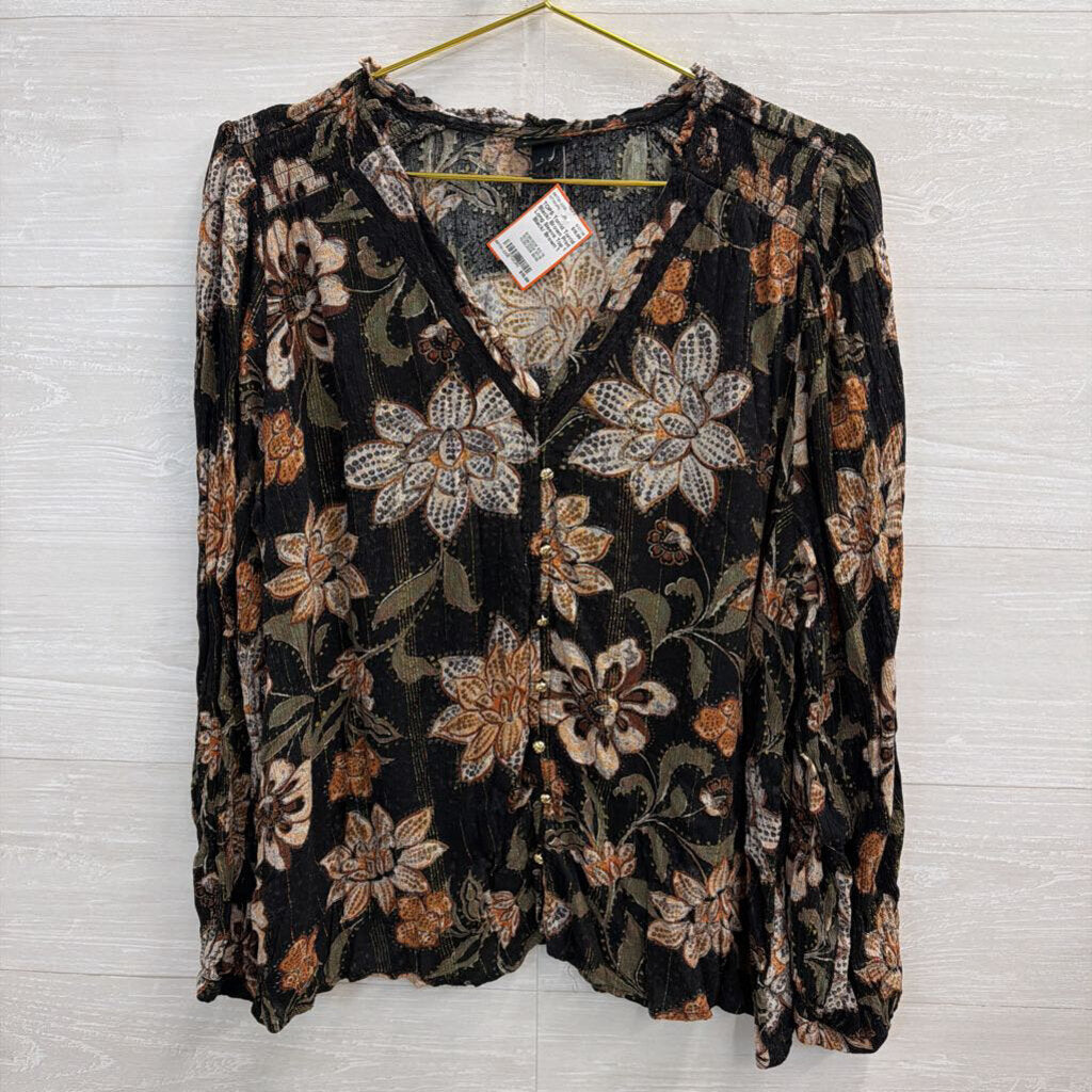 Torrid Black/ Brown Print Long Sleeve Top 1