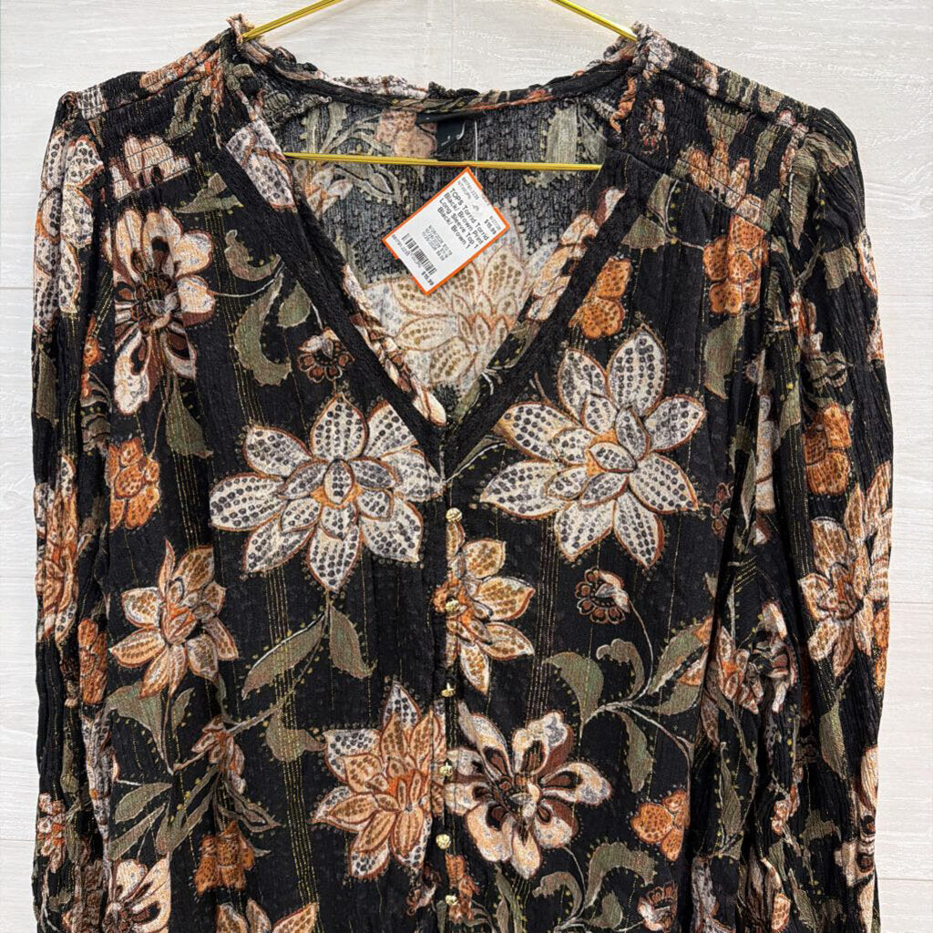 Torrid Black/ Brown Print Long Sleeve Top 1