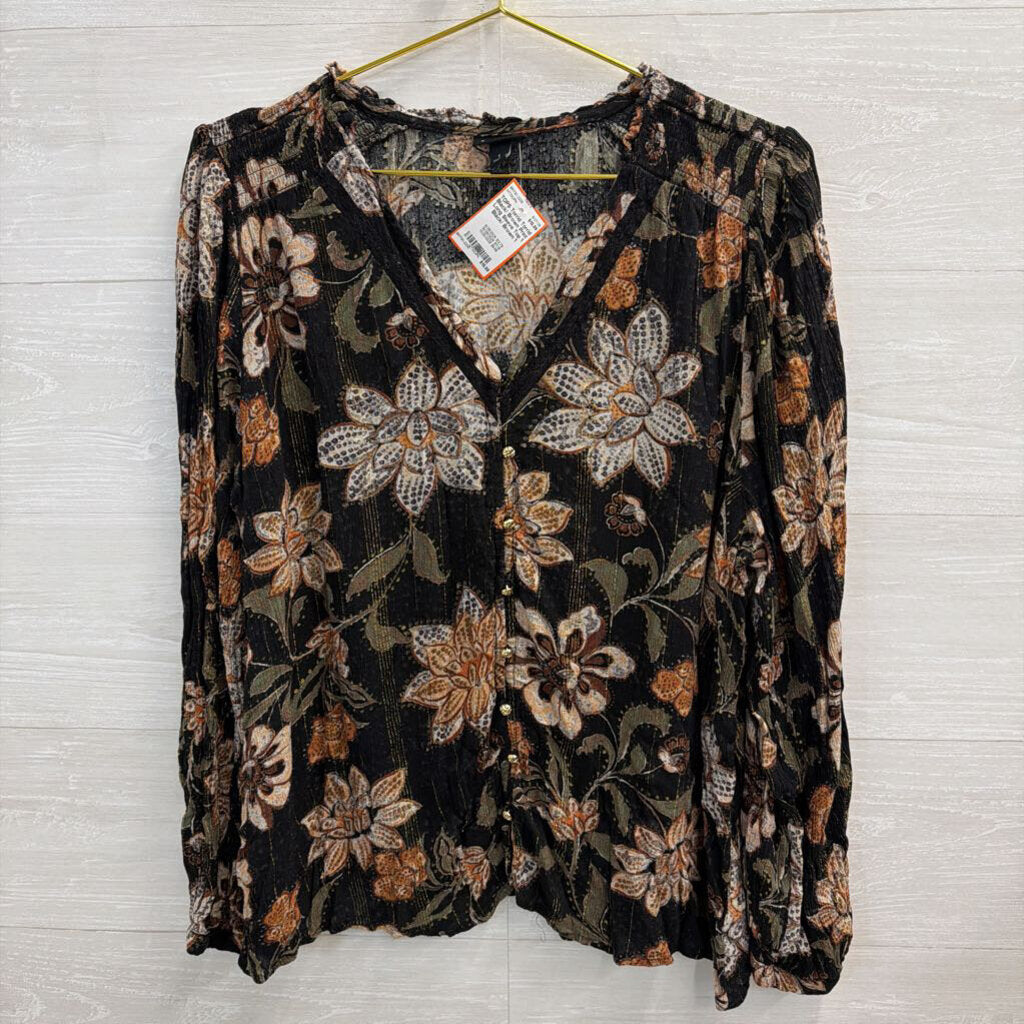 Torrid Black/ Brown Print Long Sleeve Top 1