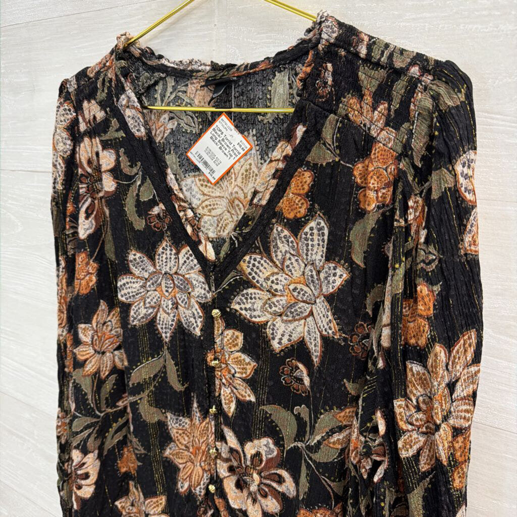 Torrid Black/ Brown Print Long Sleeve Top 1