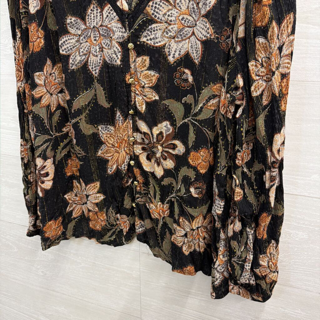 Torrid Black/ Brown Print Long Sleeve Top 1