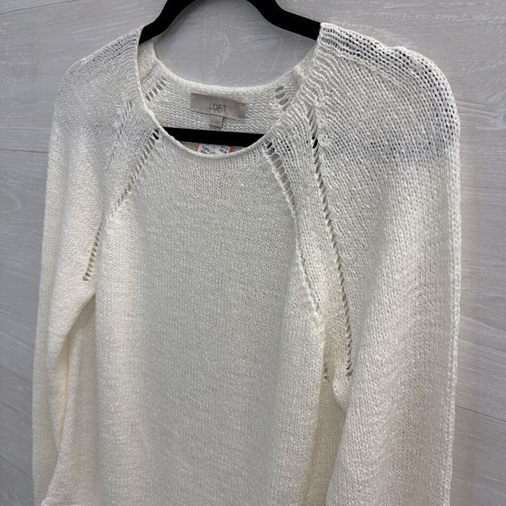 Loft White Knit Long Sleeve Sweater Top Extra Small