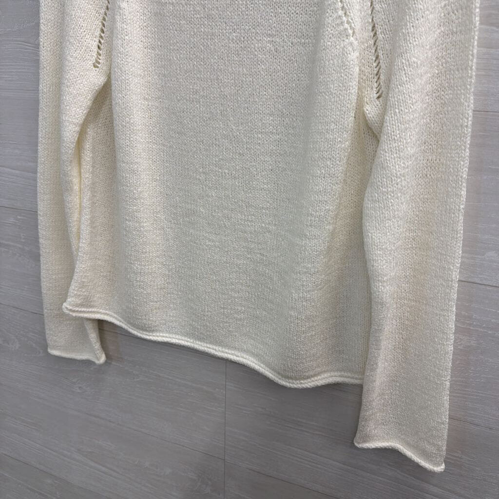 Loft White Knit Long Sleeve Sweater Top Extra Small