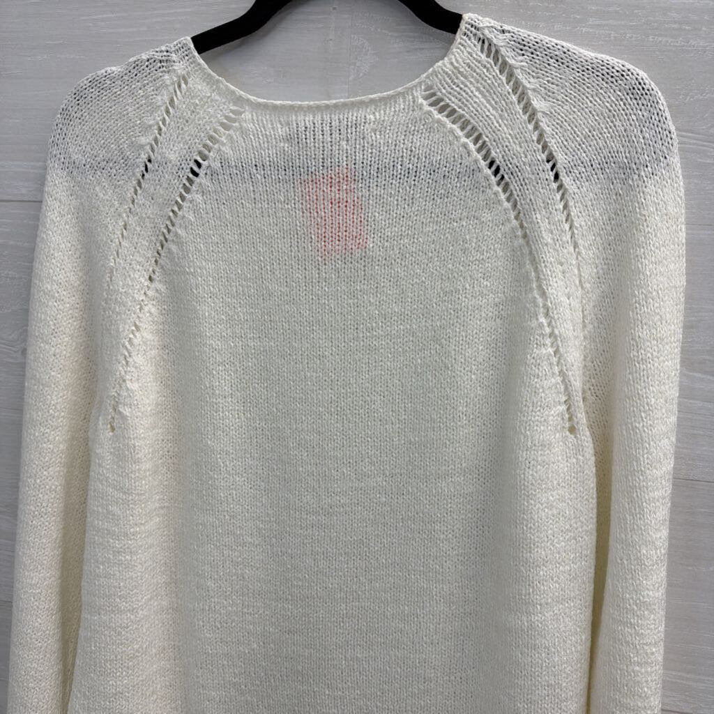 Loft White Knit Long Sleeve Sweater Top Extra Small