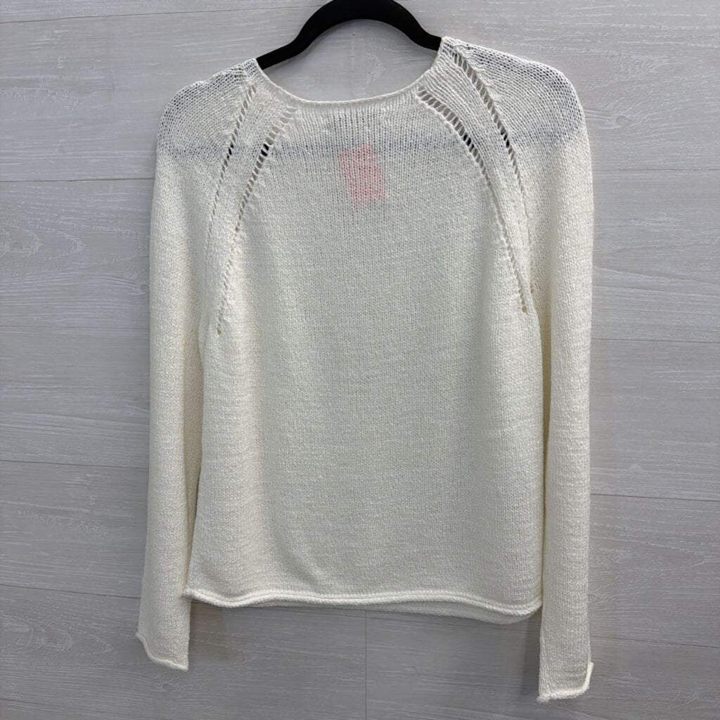 Loft White Knit Long Sleeve Sweater Top Extra Small
