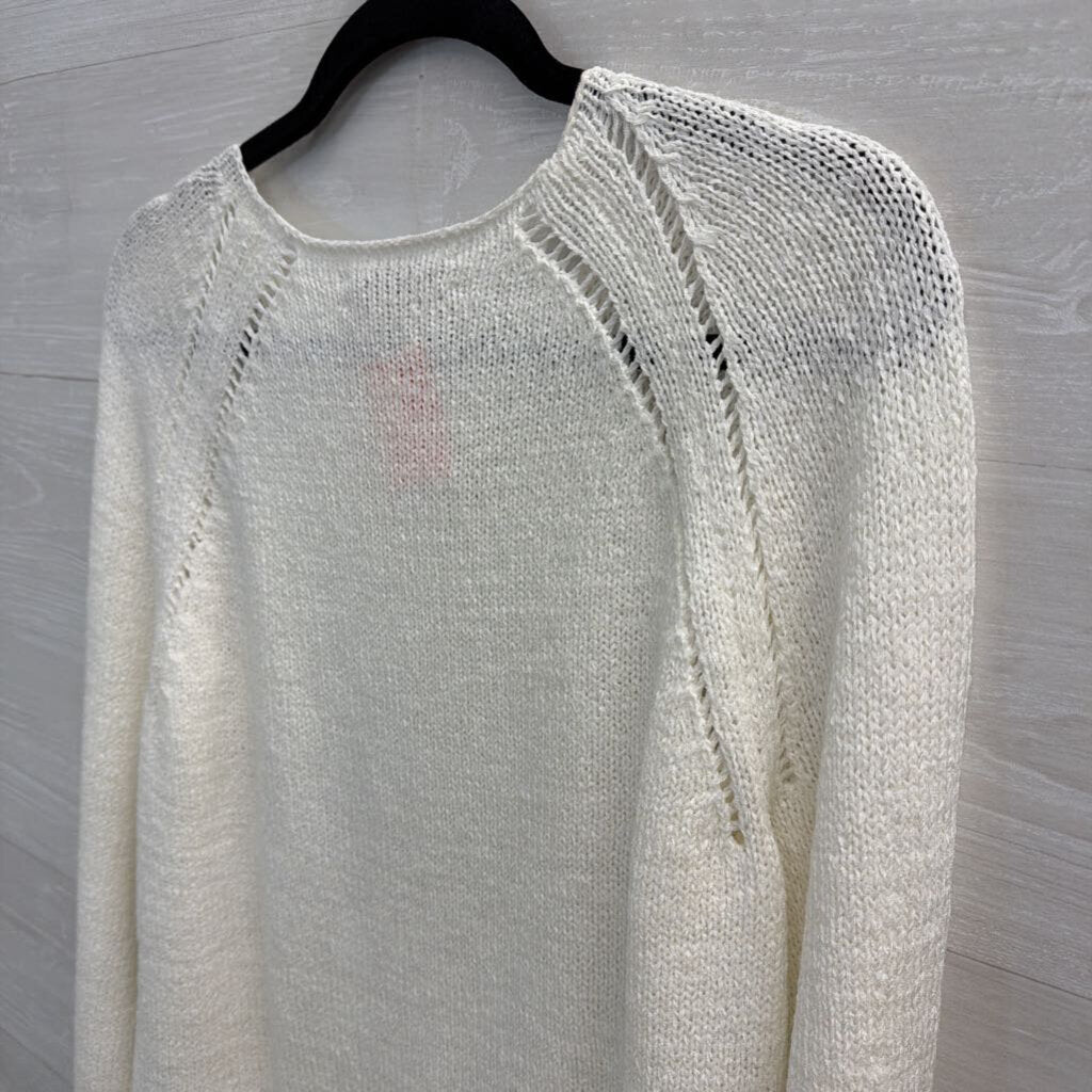Loft White Knit Long Sleeve Sweater Top Extra Small