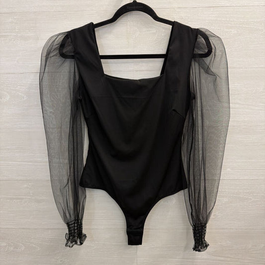 Black Sheer Long Sleeve Bodysuit Large