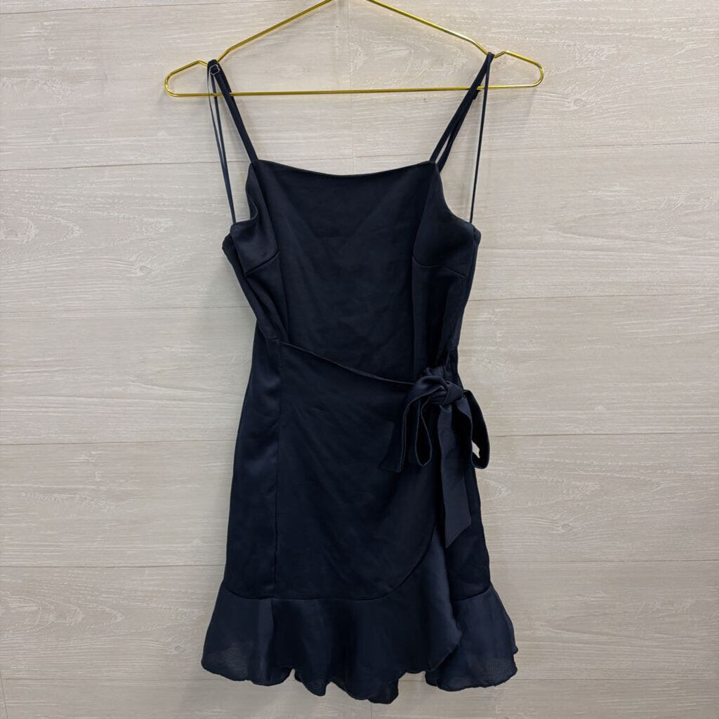 Altar'd State Navy Silky Faux Wrap Dress Small