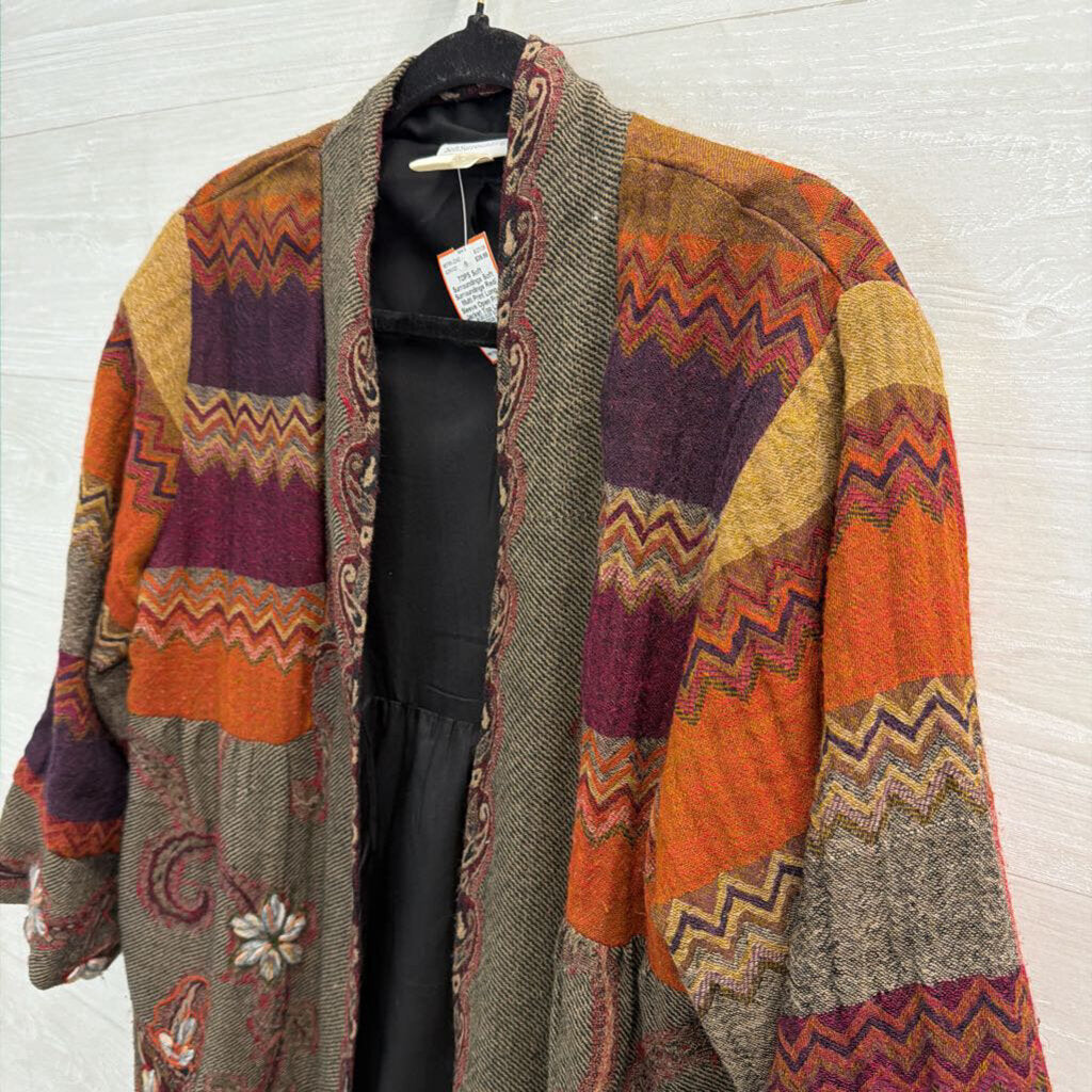 Soft Surroundings Red/ Multi Print Long Sleeve Open Front Jacket Top Large